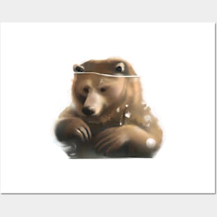 Cute Grizzly Bear Drawing Posters and Art